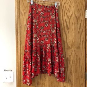 For love and lemons red floral peasant skirt